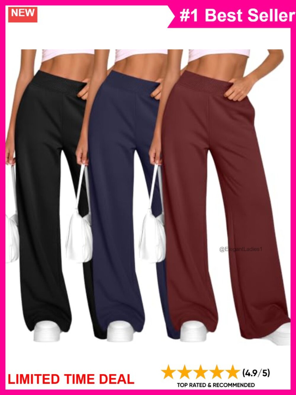 Women's Wide Leg Yoga Lounge Pants with Pockets 3 Pack